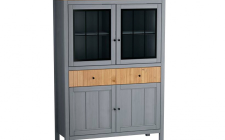 Шкаф низкий 2 дв. глухие 2 дв. стекло Сканди