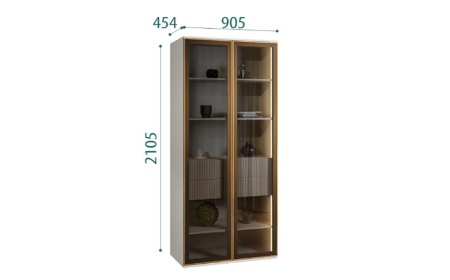 Шкаф 2 дв. (стекло+ящики) Aura