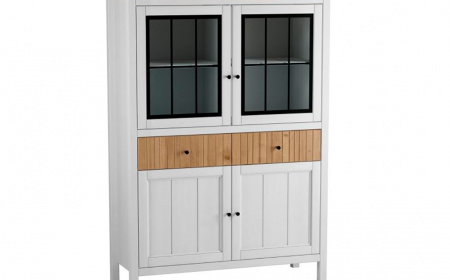 Шкаф низкий 2 дв. глухие 2 дв. стекло Сканди