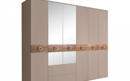 Шкаф 6 - дв. с зеркалами и ящиками Bogemia Wood