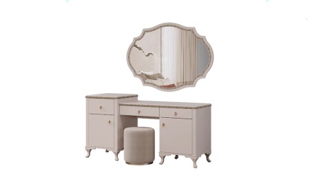 Туалетный стол с зеркалом и пуфом Лаура